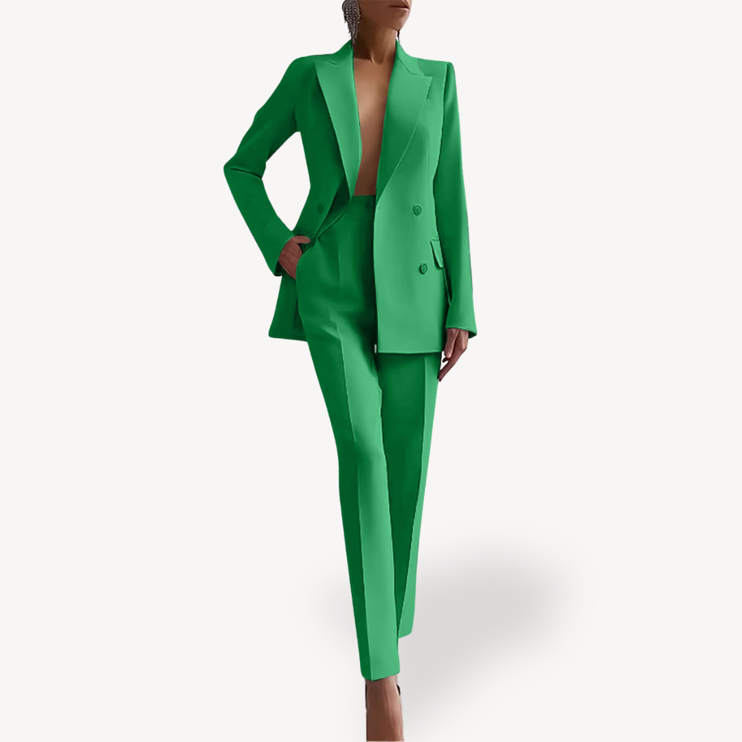 Dames Blazer Set met Lange Mouwen en Pantalon Groen