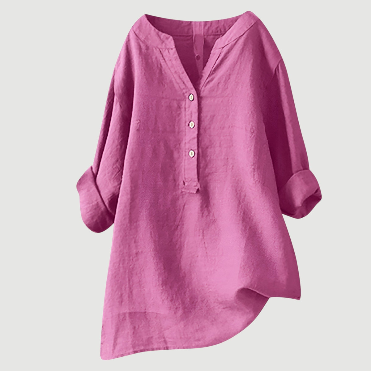 Dames Blouse Lange Mouw met V-hals en Asymmetrische Zoom