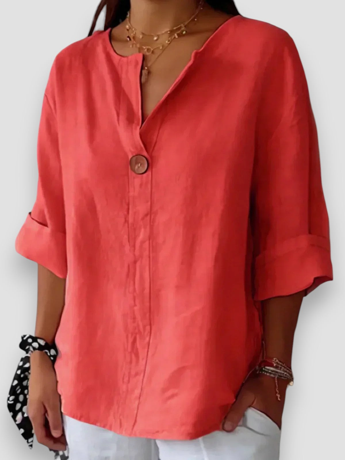 Dames Blouse met Knoop in Casual Design Rood