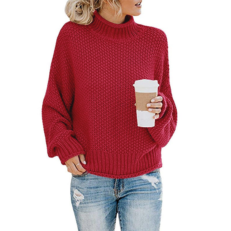 Dames Coltrui met Hoge Kraag en Lange Mouwen Rood