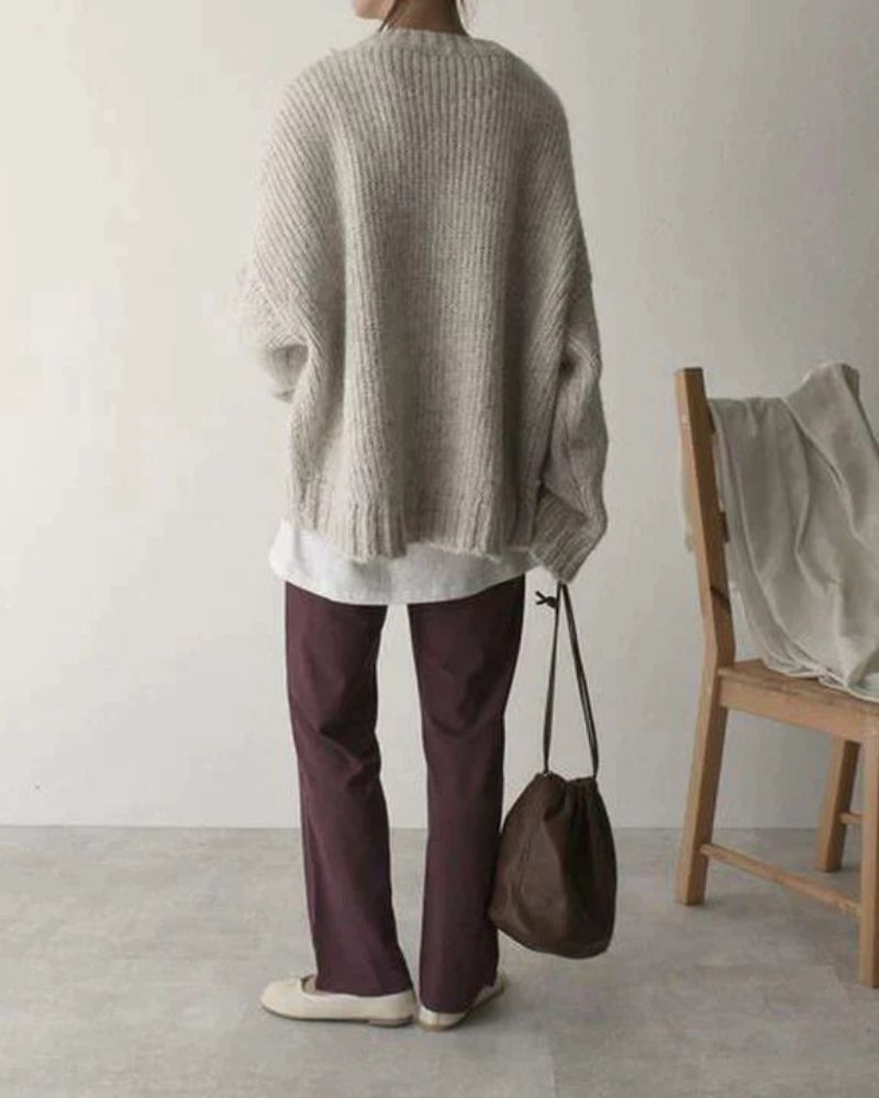 Dames Gebreide Oversized Trui met Zakken
