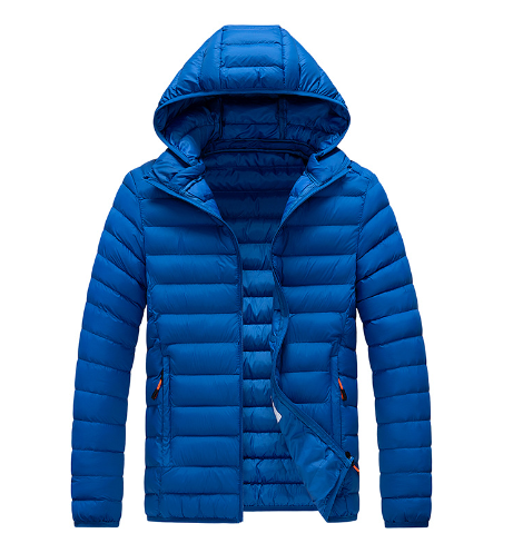 Dames Gewatteerde Jas Met Capuchon en Rits Blauw