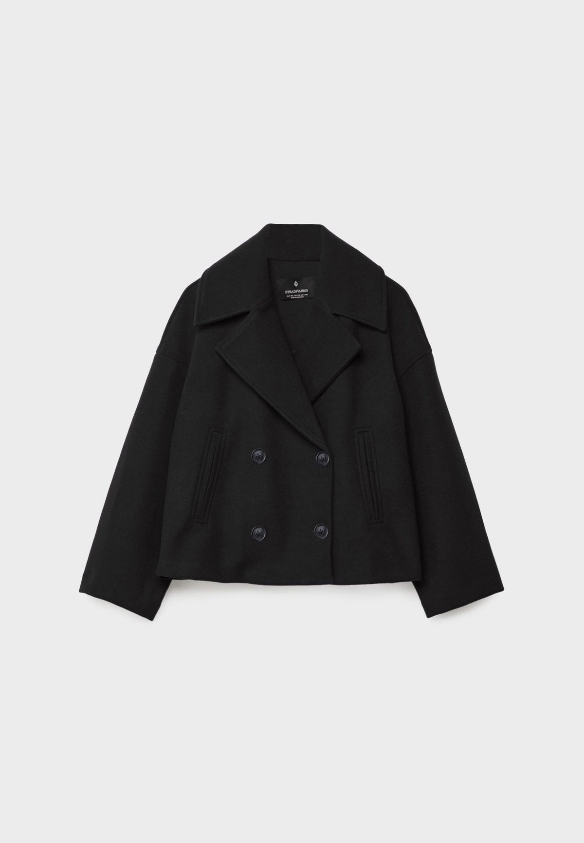 Dames Korte Oversized Jas met Dubbele Knopenrij en Reverskraag