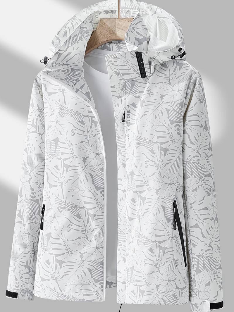 Dames Outdoor Jacket met Capuchon en Bladprint