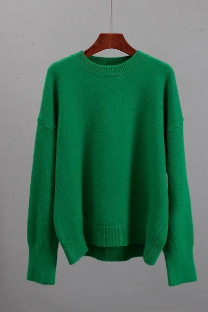 Dames Oversized Sweater met Ronde Hals en Ribgebreide Manchetten ##POS:12##