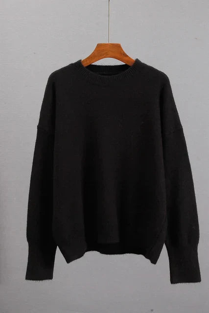 Dames Oversized Sweater met Ronde Hals en Ribgebreide Manchetten ##POS:9##