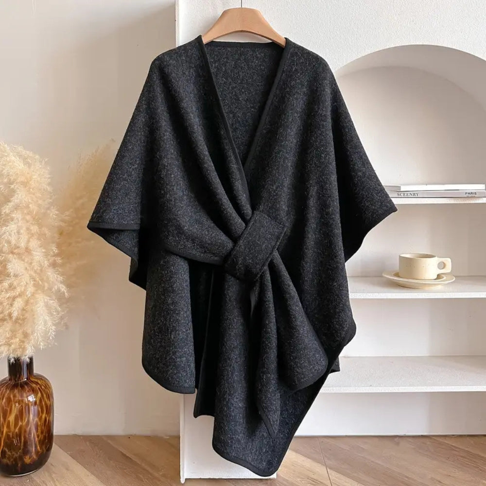 Dames Shawl Jas met V-hals en Oversized Wikkelstijl