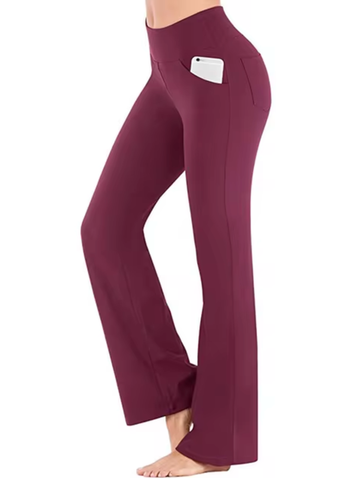 Dames Sportlegging Flared met Praktische Zakken - Yoga Broek Rood
