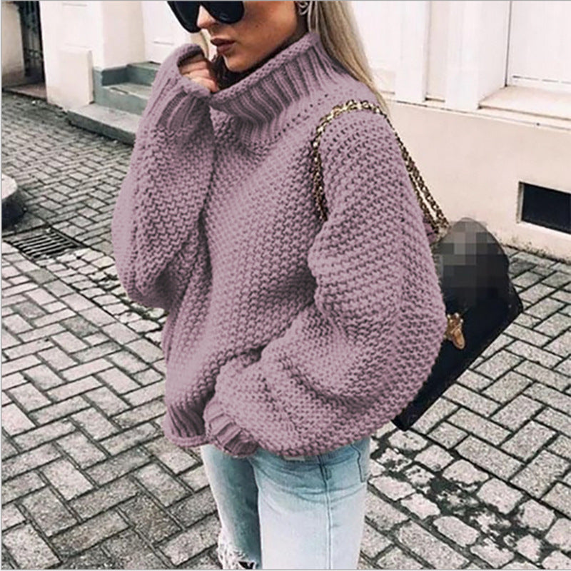 Dames Trui met Warme Voering en Casual Winterlook Lila
