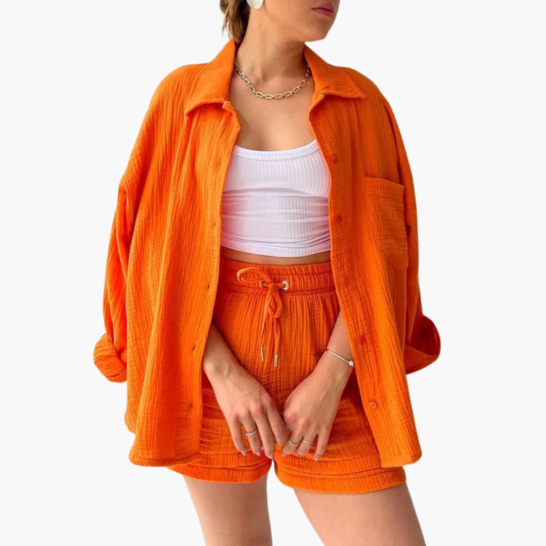 Dames Tweedelige Set Lichtgewicht Ademend Materiaal Oranje