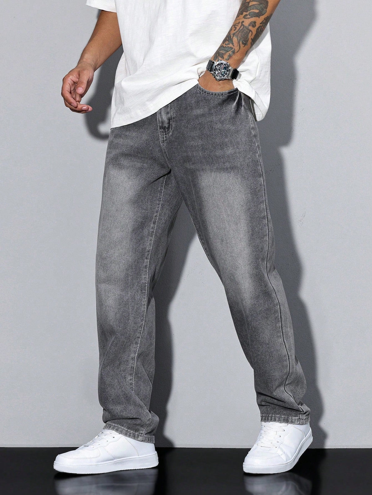 Heren Baggy Jeans met Losse Fit en Zijzakken ##POS:3##