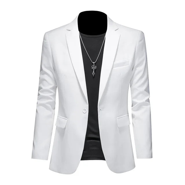 Heren Casual Colbert met Enkele Knoopsluiting en Getailleerde Pasvorm Wit