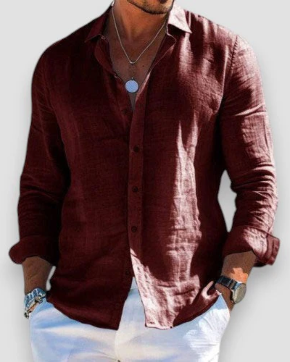 Heren Casual Shirt Lange Mouw met Klassieke Kraag en Knoopsluiting