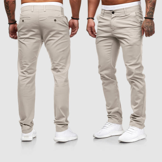 Heren Chino Broek Slim Fit met Taps Toelopende Pijp en Platte Voorkant