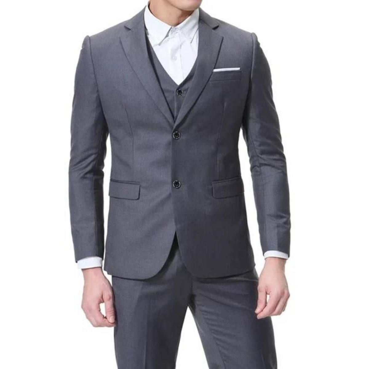 Heren Driedelig Slim Fit Pak met Revers en Enkele Rij Knopen