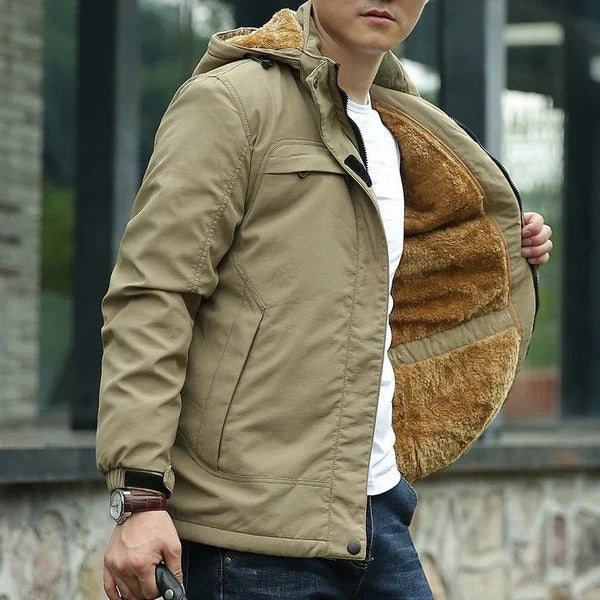 Heren Fleece Jack met Capuchon - Tussenjas Lichtbruin