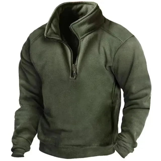Heren Fleece Trui met Halve Rits Groen