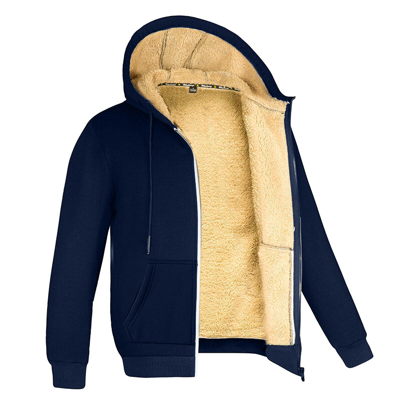 Heren Fleece Vest met Capuchon met Ritssluiting Donkerblauw