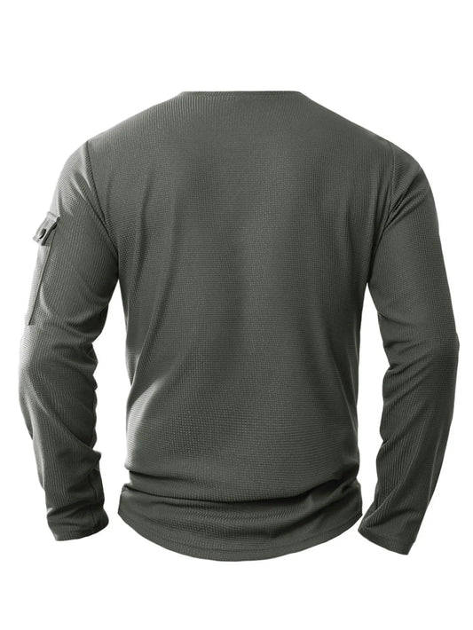 Heren Henley Shirt met Lange Mouwen en Knoopsluiting