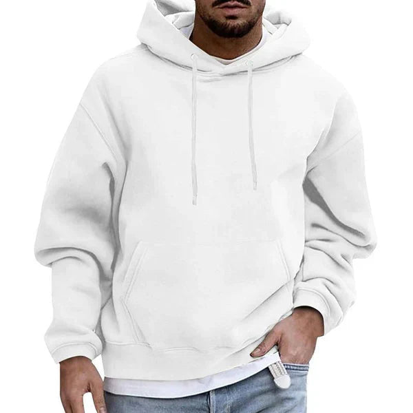 Heren Hoodie met Trekkoorden en Buikzak Wit