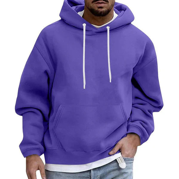 Heren Hoodie met Trekkoorden en Buikzak Paars