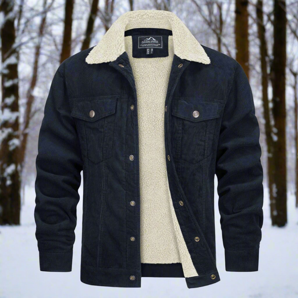 Heren Jack met Sherpa Voering en Kraag voor Herfst en Winter Marineblauw