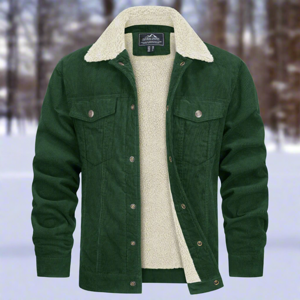 Heren Jack met Sherpa Voering en Kraag voor Herfst en Winter Olijfgroen