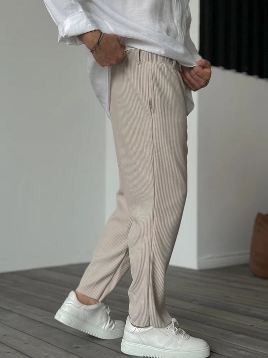 Heren Lange Broek met Losse Pasvorm en Koorddesign