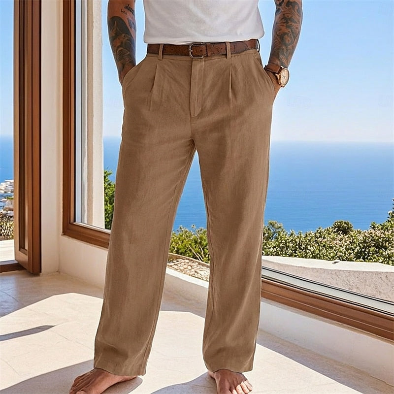 Heren Lange Broek met Plooi en Zijzakken Regular Fit
