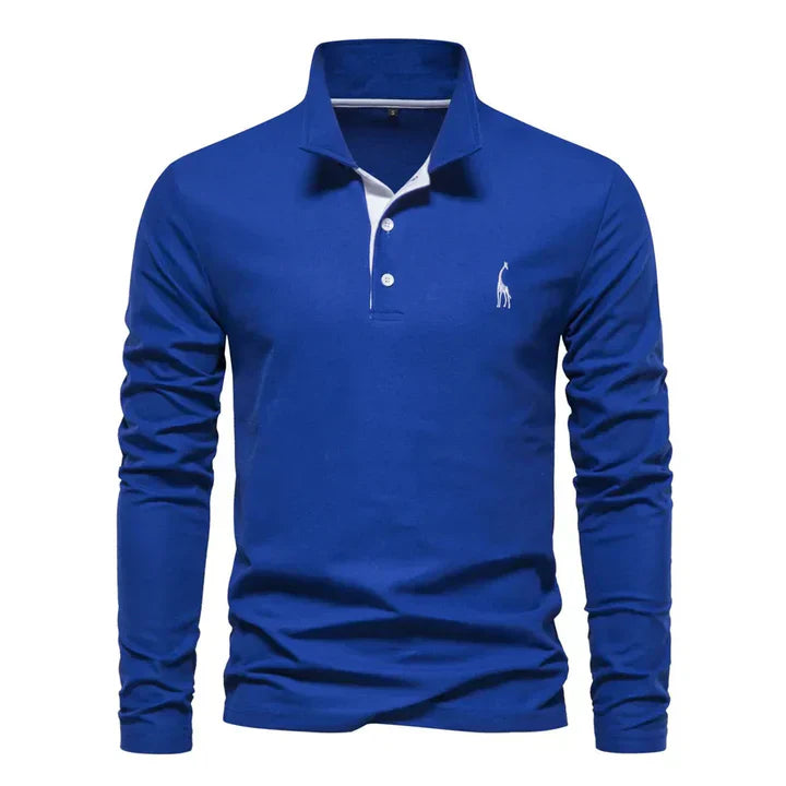 Heren Polo met Lange Mouw en Klassieke Kraag met Geborduurde Details