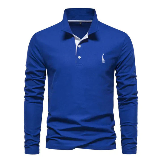 Heren Polo met Lange Mouw en Klassieke Kraag met Geborduurde Details