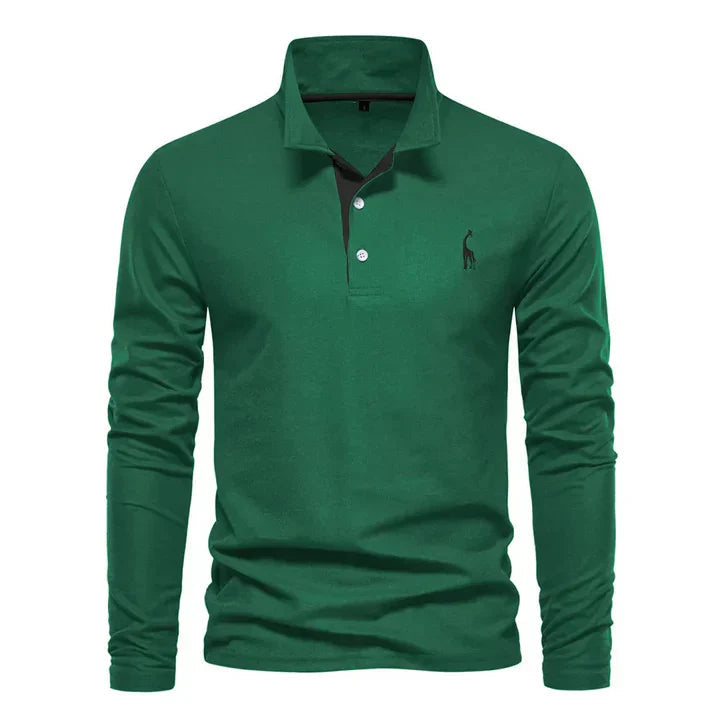 Heren Polo met Lange Mouw en Klassieke Kraag met Geborduurde Details