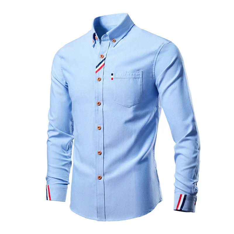 Heren Shirt Lange Mouw met Button-down Kraag en Borstzak