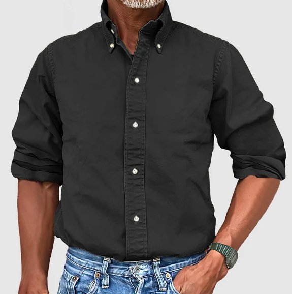 Heren Shirt Lange Mouw met Button-down Kraag en Knoopsluiting