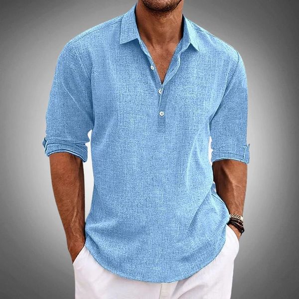 Heren Shirt Lange Mouw met Polokraag en Knoopsluiting Regular Fit