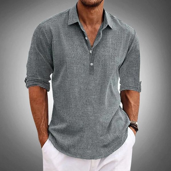 Heren Shirt Lange Mouw met Polokraag en Knoopsluiting Regular Fit