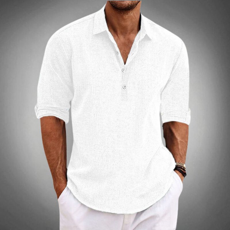 Heren Shirt Lange Mouw met Polokraag en Knoopsluiting Regular Fit