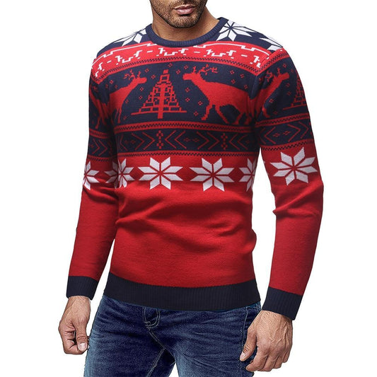 Heren Trui met Slim Fit en Ronde Hals voor Feestelijke Gelegenheden