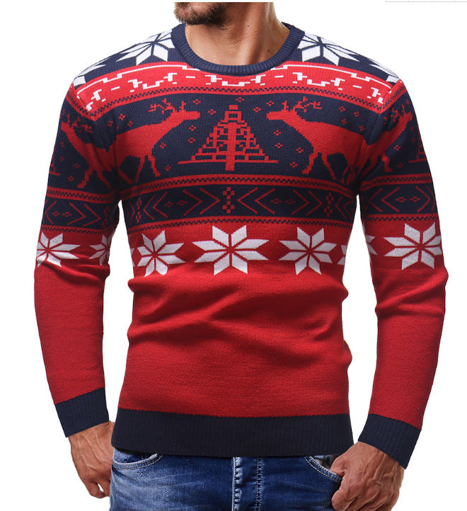 Heren Trui met Slim Fit en Ronde Hals voor Feestelijke Gelegenheden Rood