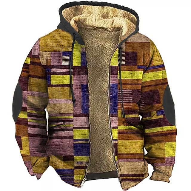 Heren Vest met Capuchon en Patchwork Colorblock Ontwerp Geel