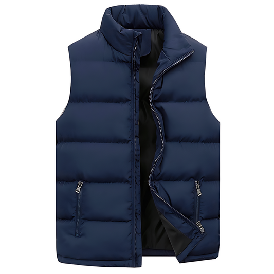 Heren Winter Puffer Vest met Staande Kraag en Ritssluiting