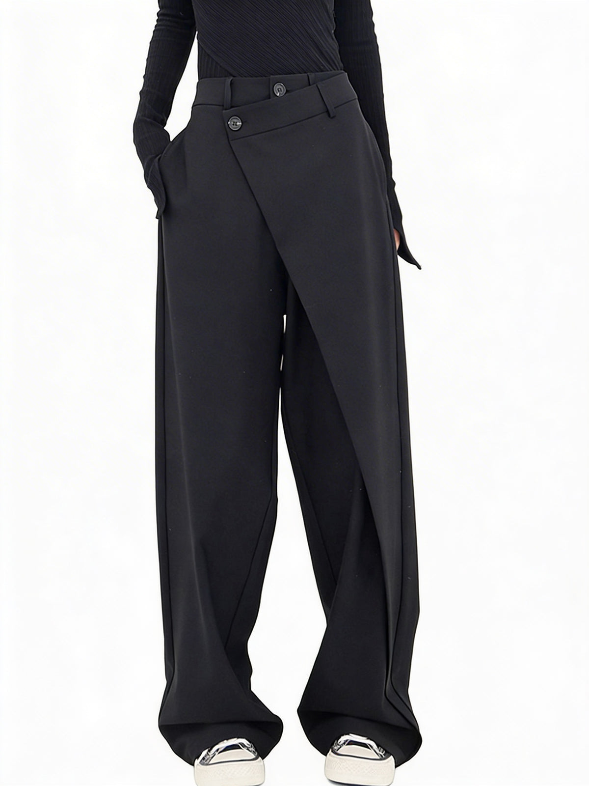 Dames Asymmetrische Broek met Wijde Pijpen