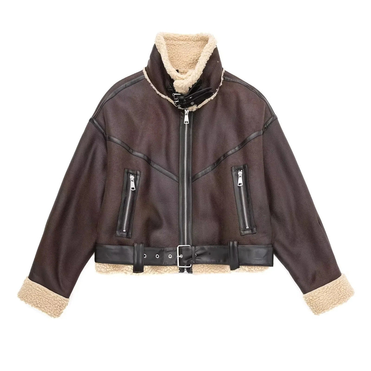 Dames Aviator Jacket met Shearling Voering