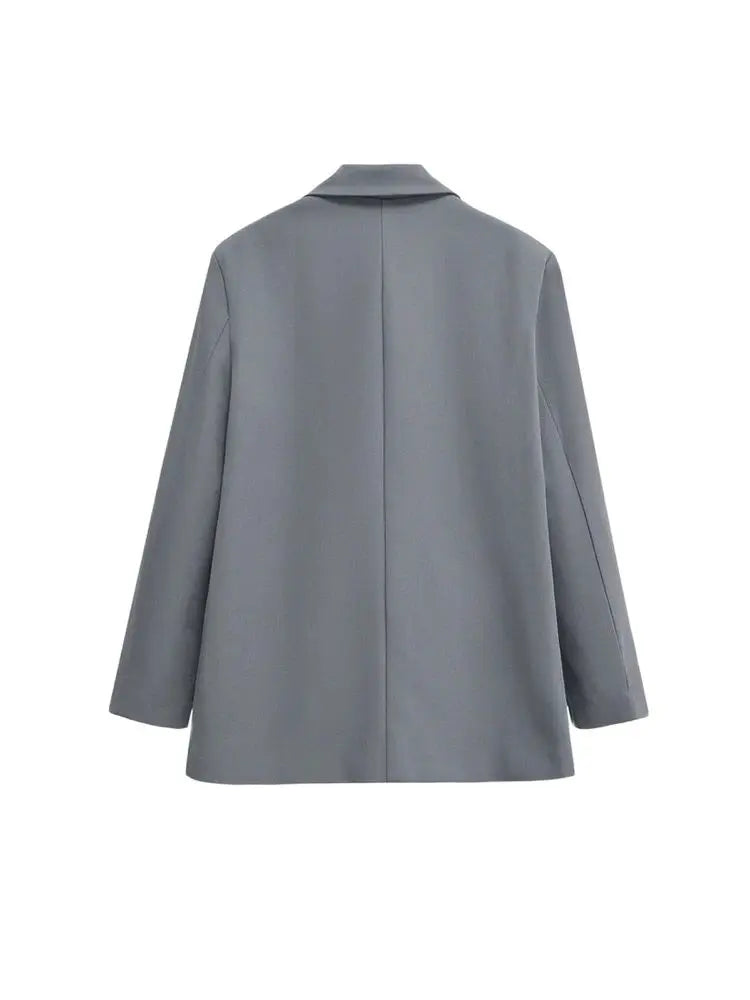 Dames Blazer Double Breasted met Reverskraag en Recht Silhouet