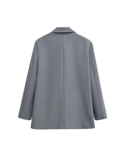 Dames Blazer Double Breasted met Reverskraag en Recht Silhouet