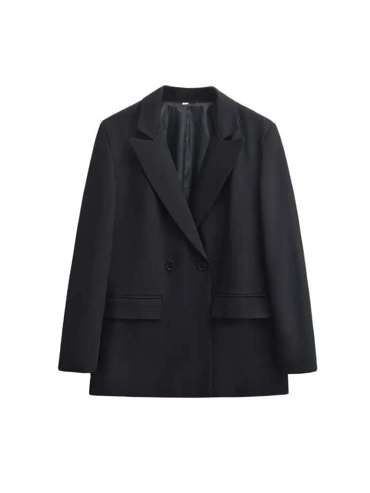 Dames Blazer Double Breasted met Reverskraag en Recht Silhouet