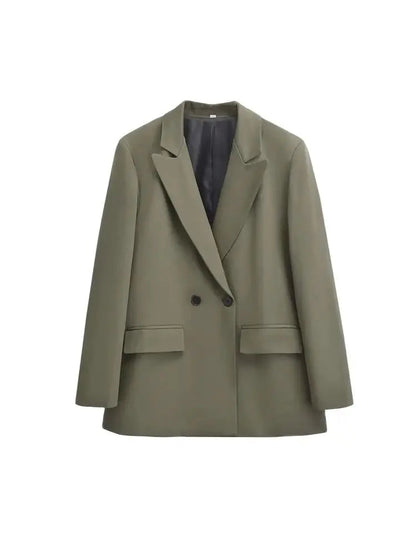 Dames Blazer Double Breasted met Reverskraag en Recht Silhouet