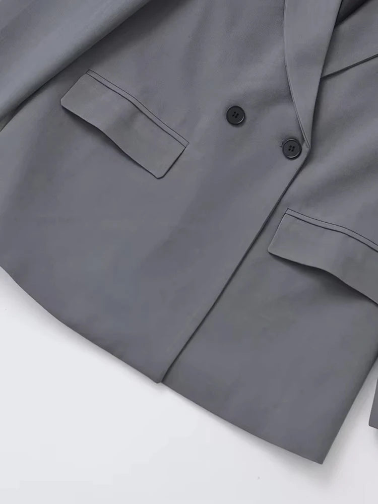 Dames Blazer Double Breasted met Reverskraag en Recht Silhouet