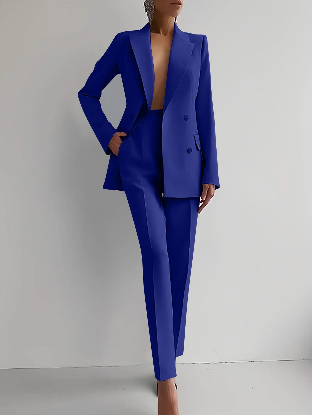 Dames Blazer en Broek Set met Regular Pasvorm