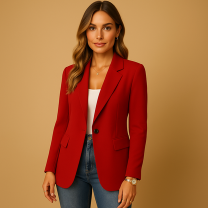 Dames Blazer met Getailleerde Pasvorm en Lange Mouwen